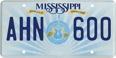 MS license plate AHN600