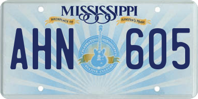 MS license plate AHN605