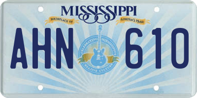 MS license plate AHN610