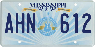 MS license plate AHN612