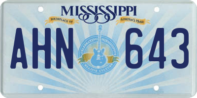 MS license plate AHN643