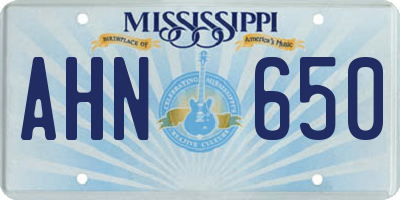 MS license plate AHN650