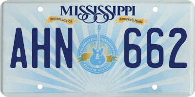 MS license plate AHN662