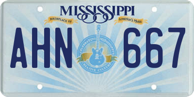 MS license plate AHN667