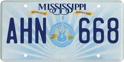 MS license plate AHN668