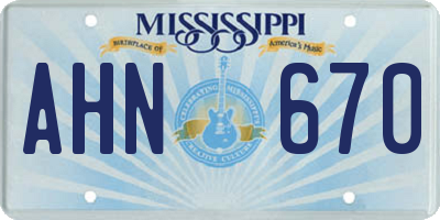 MS license plate AHN670