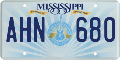 MS license plate AHN680