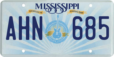 MS license plate AHN685