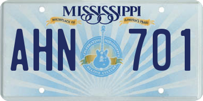 MS license plate AHN701
