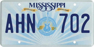 MS license plate AHN702