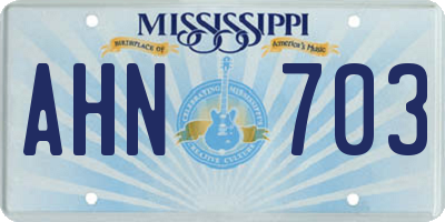 MS license plate AHN703