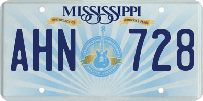 MS license plate AHN728