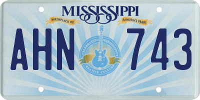 MS license plate AHN743