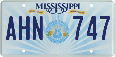 MS license plate AHN747