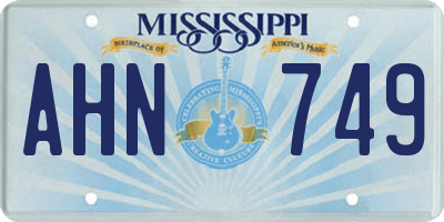 MS license plate AHN749