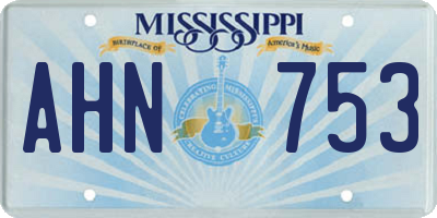 MS license plate AHN753