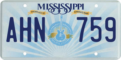 MS license plate AHN759