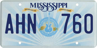 MS license plate AHN760