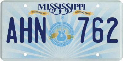MS license plate AHN762