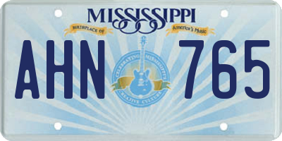 MS license plate AHN765