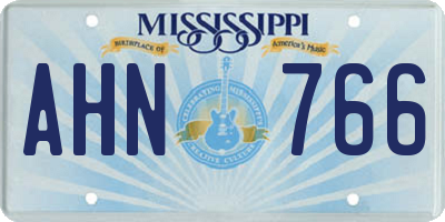 MS license plate AHN766