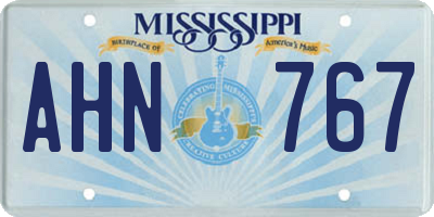 MS license plate AHN767