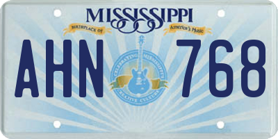 MS license plate AHN768