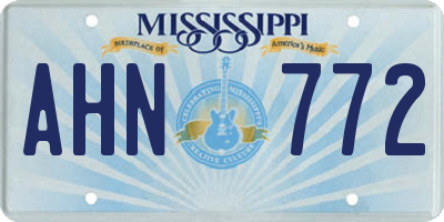 MS license plate AHN772