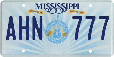 MS license plate AHN777