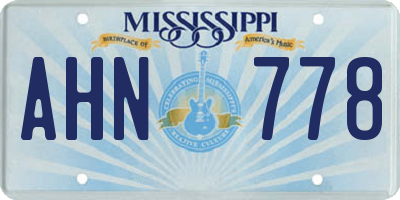 MS license plate AHN778