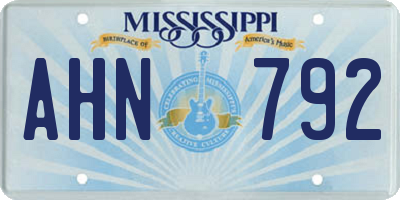 MS license plate AHN792