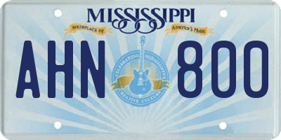 MS license plate AHN800