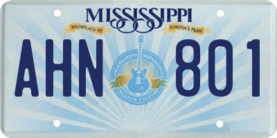 MS license plate AHN801