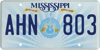 MS license plate AHN803