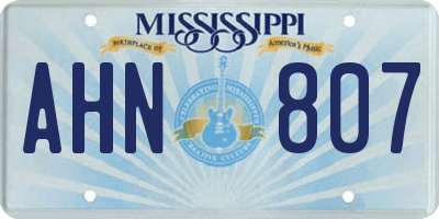 MS license plate AHN807