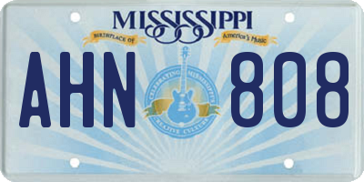 MS license plate AHN808