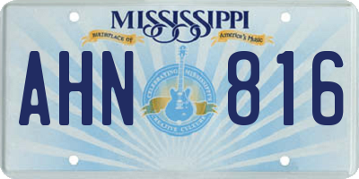 MS license plate AHN816