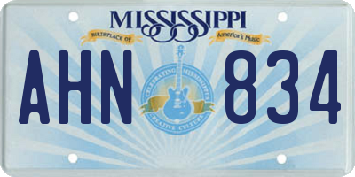 MS license plate AHN834