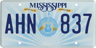 MS license plate AHN837