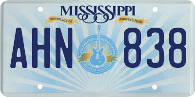 MS license plate AHN838
