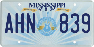 MS license plate AHN839