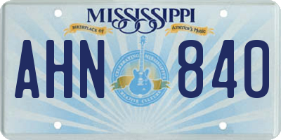 MS license plate AHN840