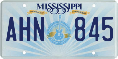 MS license plate AHN845
