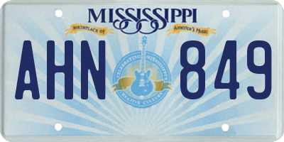 MS license plate AHN849