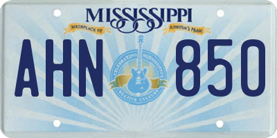 MS license plate AHN850