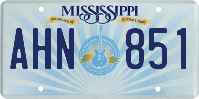 MS license plate AHN851