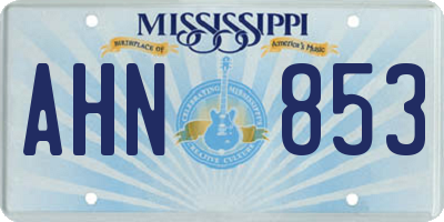 MS license plate AHN853