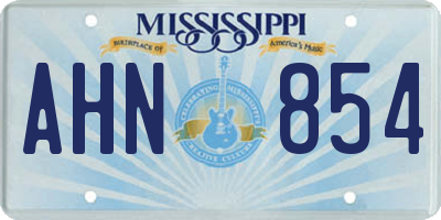 MS license plate AHN854
