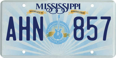 MS license plate AHN857