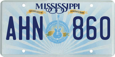 MS license plate AHN860